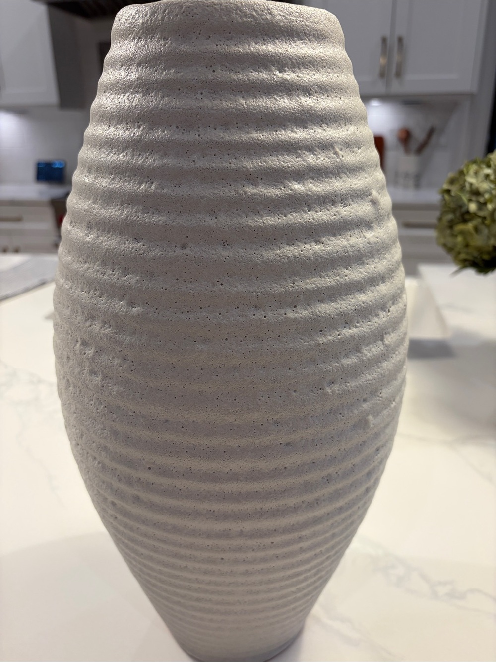 Crate&Barrel Ribbed Light Gray Ceramic Vase - Picture 5 of 5